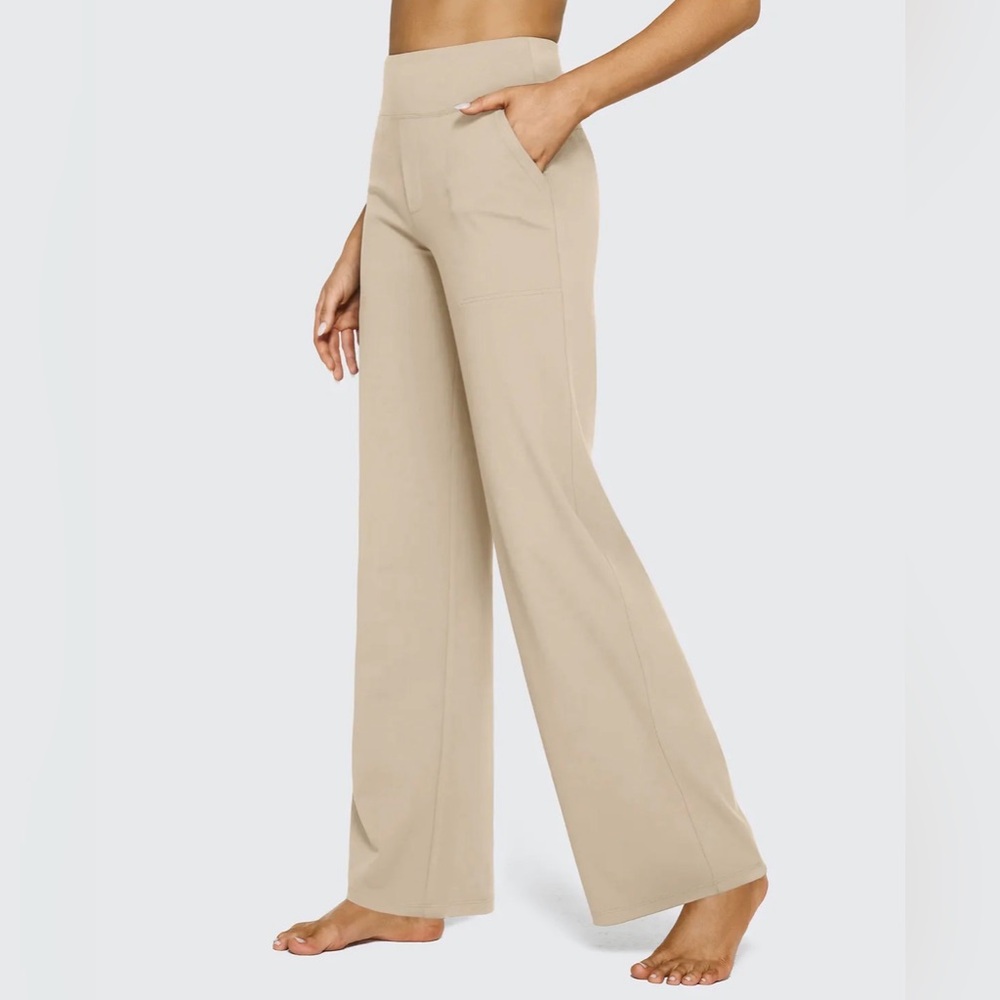 NWT G4Free Sz L EverGoing Loose High-Waist Business Casual Pants Light Khaki Tan - Picture 3 of 14